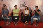 Anushka Sharma, Aamir Khan, Rajkumar Hirani, Vidhu Vinod Chopra at PK teaser launch in Mumbai on 22nd Oct 2014